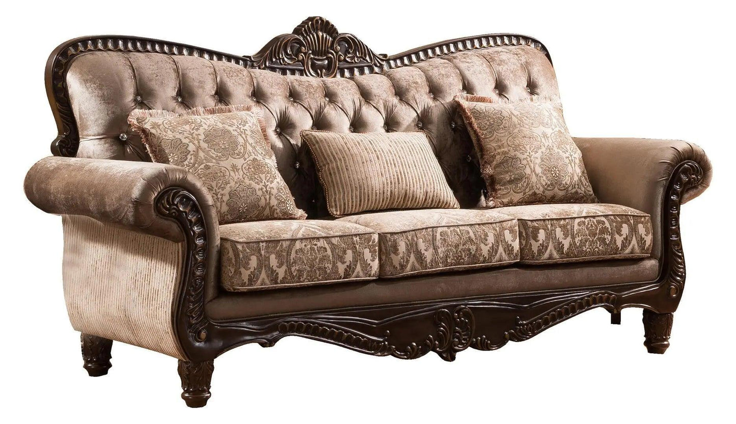 Giana Cherry Wood Finish Luxury Living Room Set