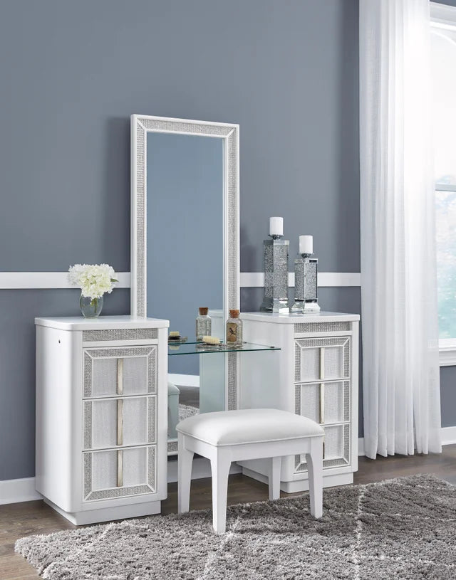 B822 White LED Vanity Set with Stool
