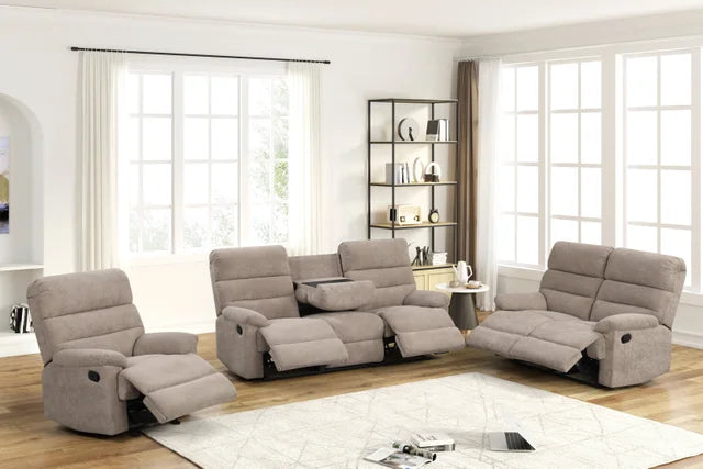 Albert21 Mocha WATER RESISTANT Fabric 3pc Reclining Set