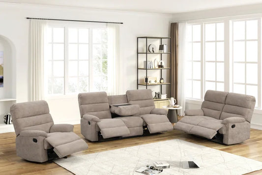 Albert21 Mocha WATER RESISTANT Fabric 3pc Reclining Set