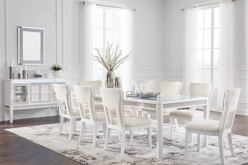 Chalanna Dining Table and 8 Chairs in White D822