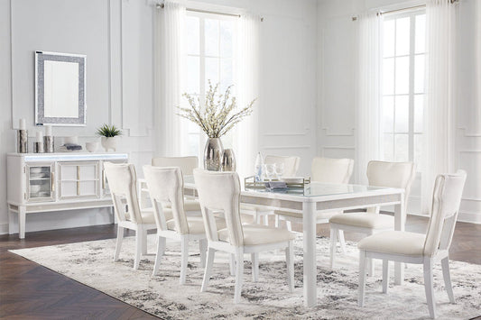 Chalanna Dining Table and 8 Chairs in White D822