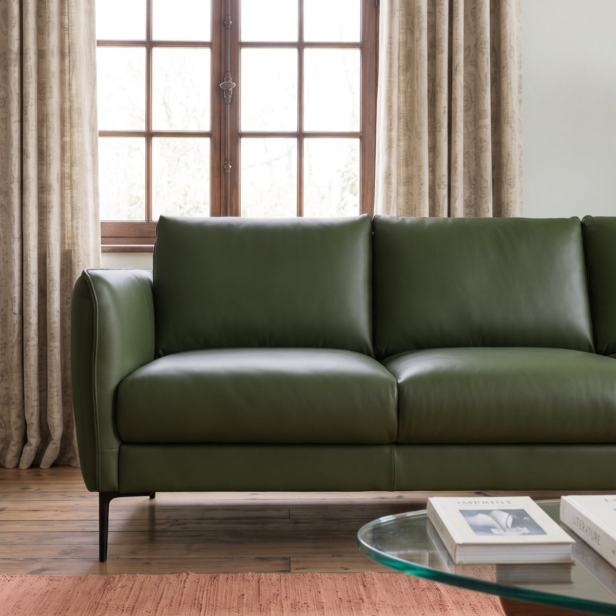 Cooperstown Green TOP GRAIN LEATHER Sofa