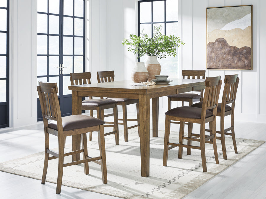 Urbinforte Counter Height Dining Table and 6 Barstools in Light Brown PCD592