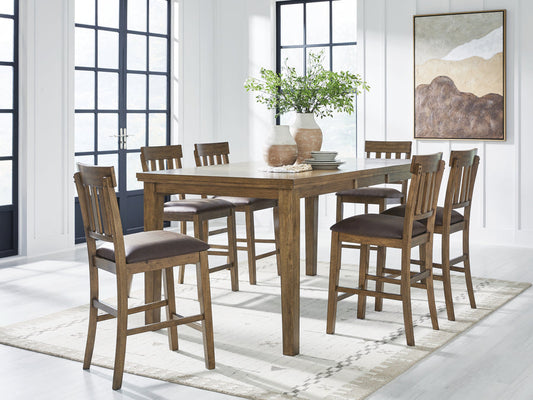 Urbinforte Counter Height Dining Table and 6 Barstools in Light Brown PCD592