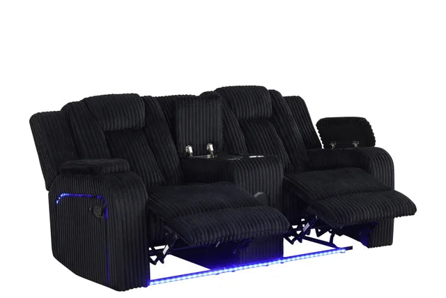 Hulk10 Black Cord LED/BLUETOOTH SPEAKERS 3pc Reclining Set
