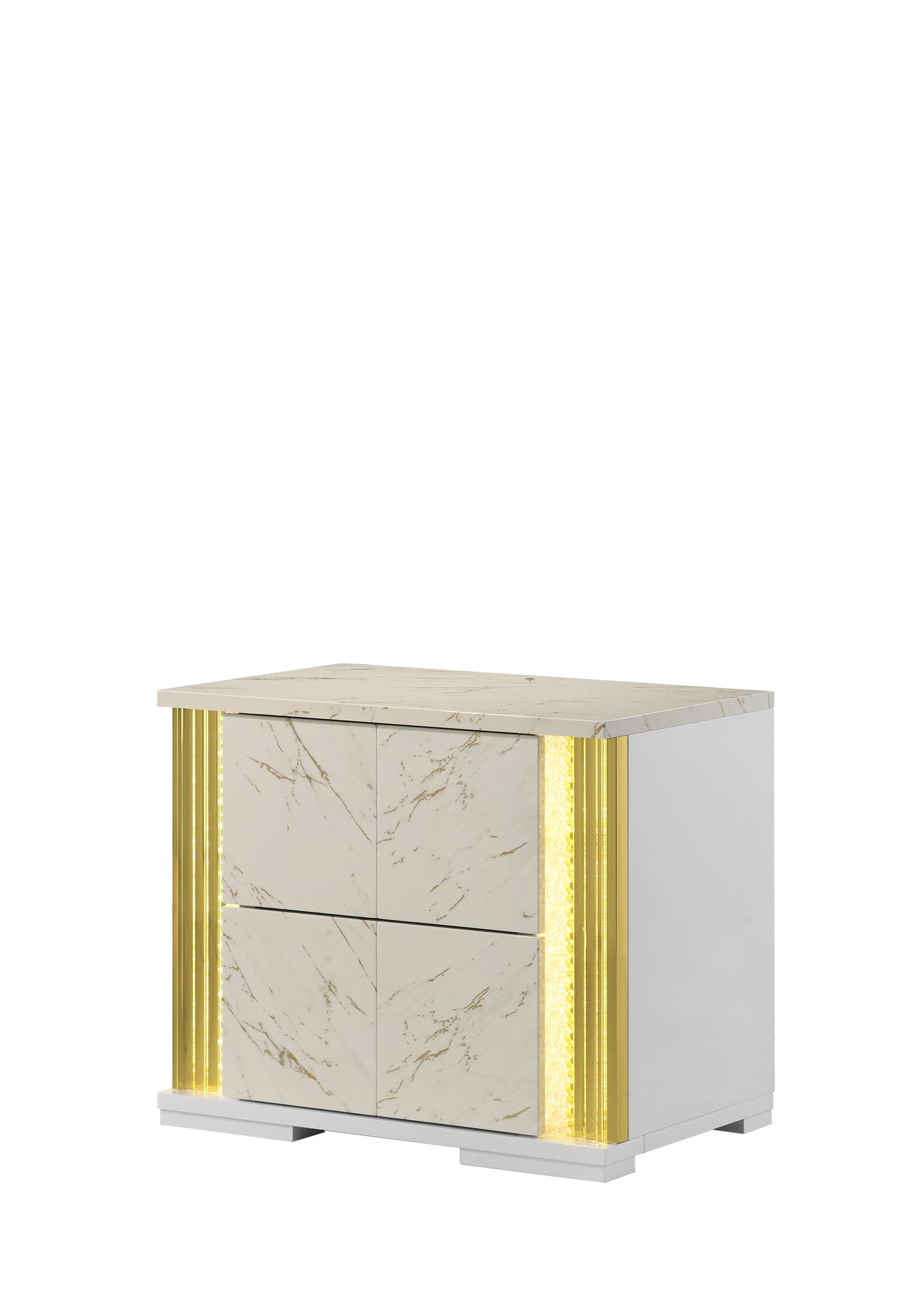 Mika White/Gold LED Panel Bedroom Set B31
