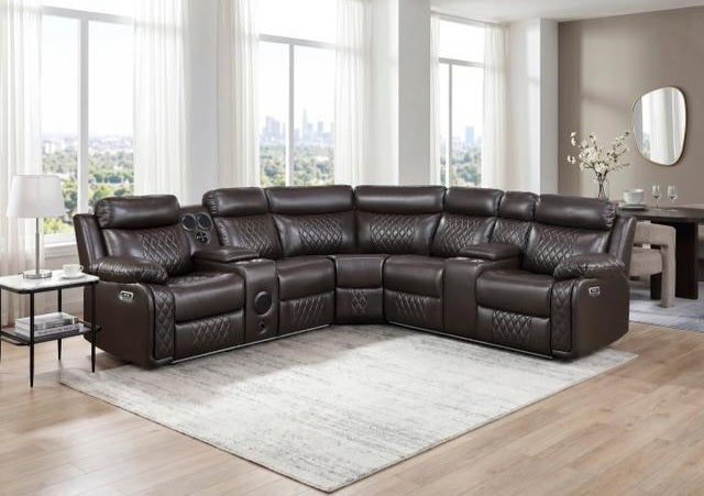 Cipher Brown POWER/LED/BLUETOOTH SPEAKERS/SUBWOOFER Sectional 8315