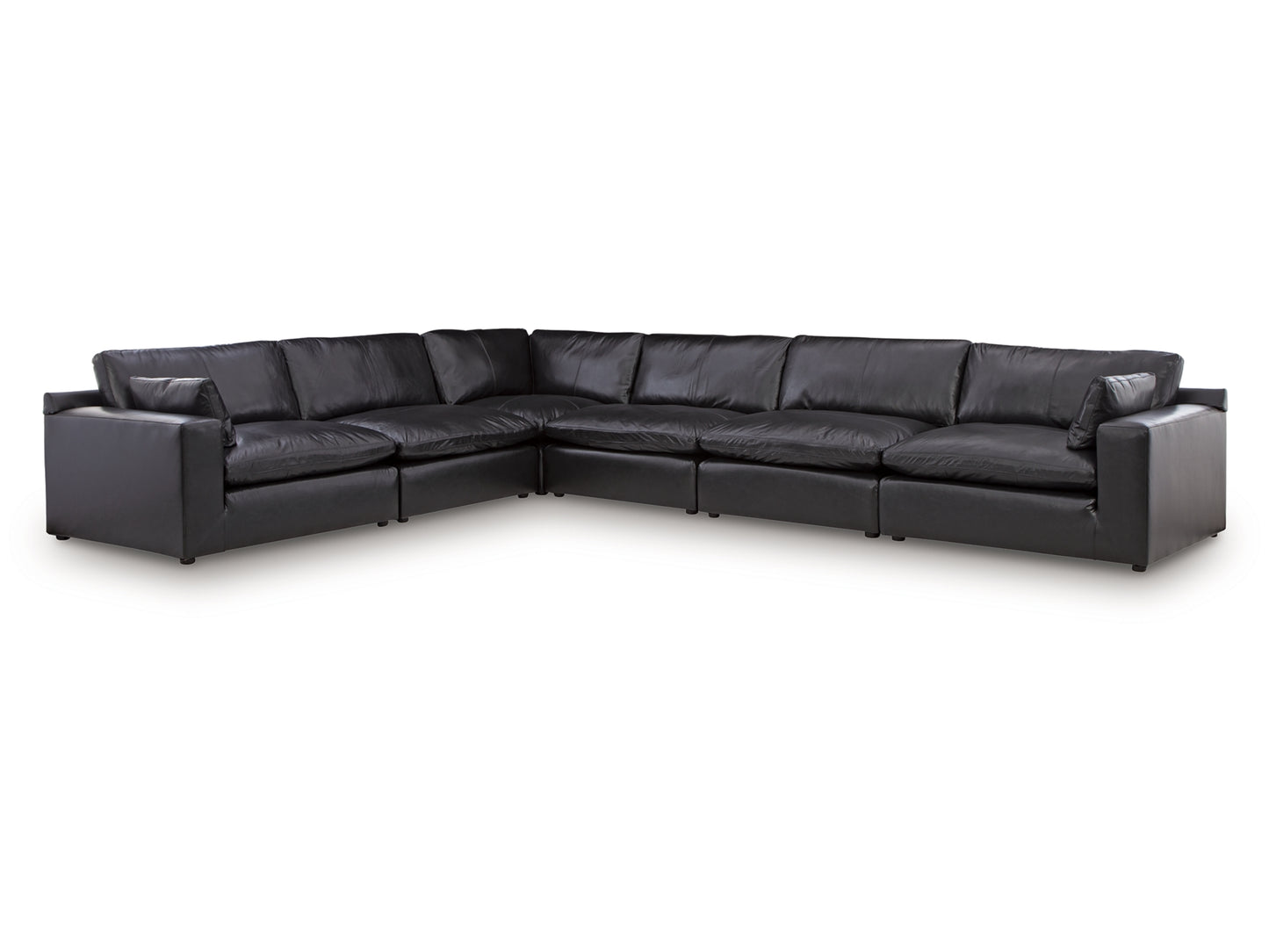 Emilia Black GENUINE LEATHER 6pc Sectional 30902