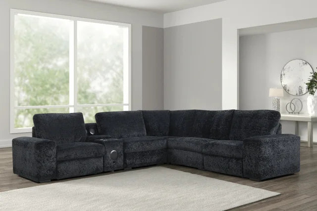 Amelia Charcoal POWER/BLUETOOTH SPEAKERS Reclining Sectional