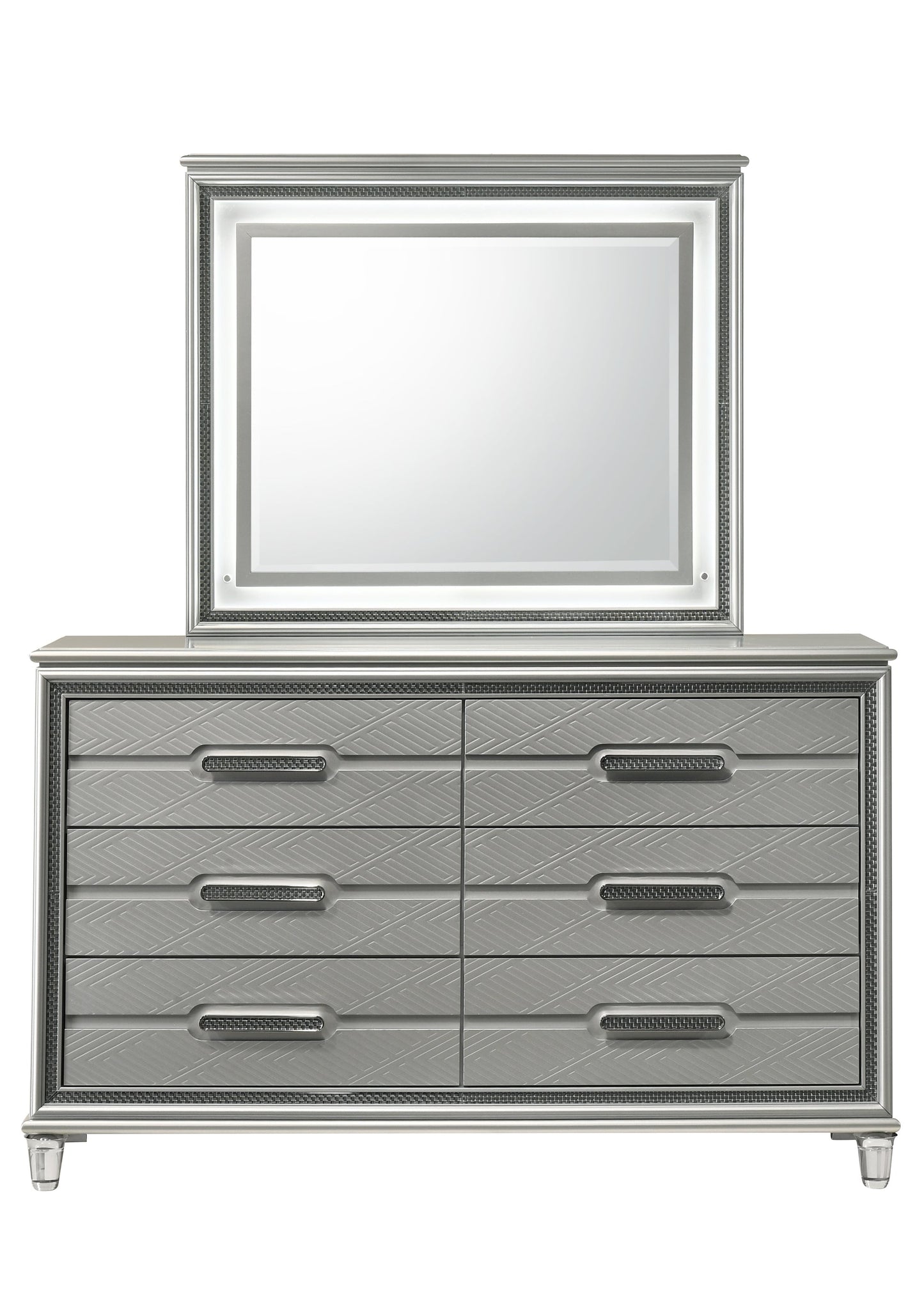 Amiri Silver LED Platform Bedroom Set B6700