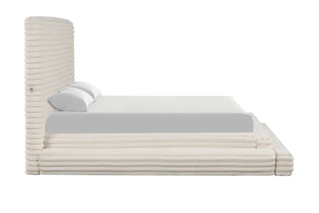 Mariah Beige Fabric Queen Platform Bed