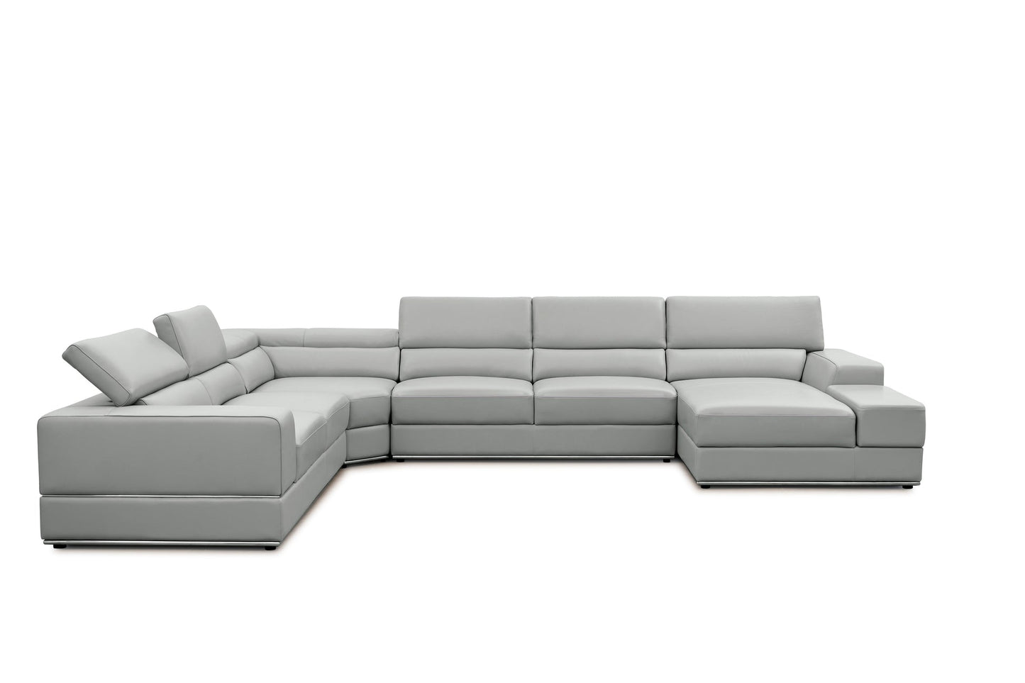 Nella Grey Sectional Sofa | Italian Leather Match MI-5107