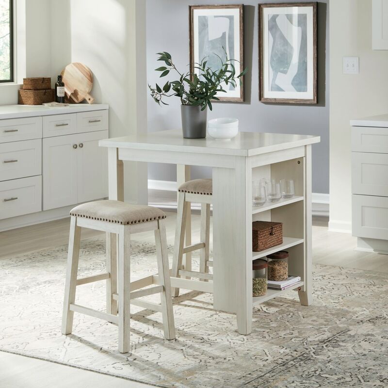 White 3pc Counter Height Set 942