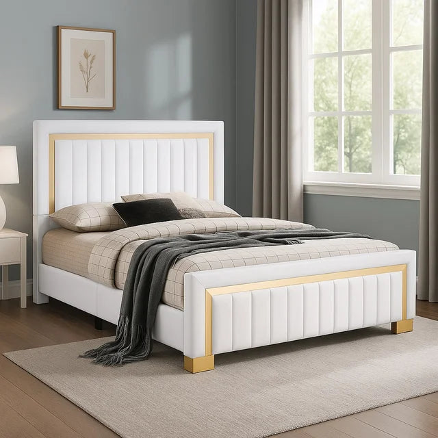 HH810 Beige Twin Panel Bed