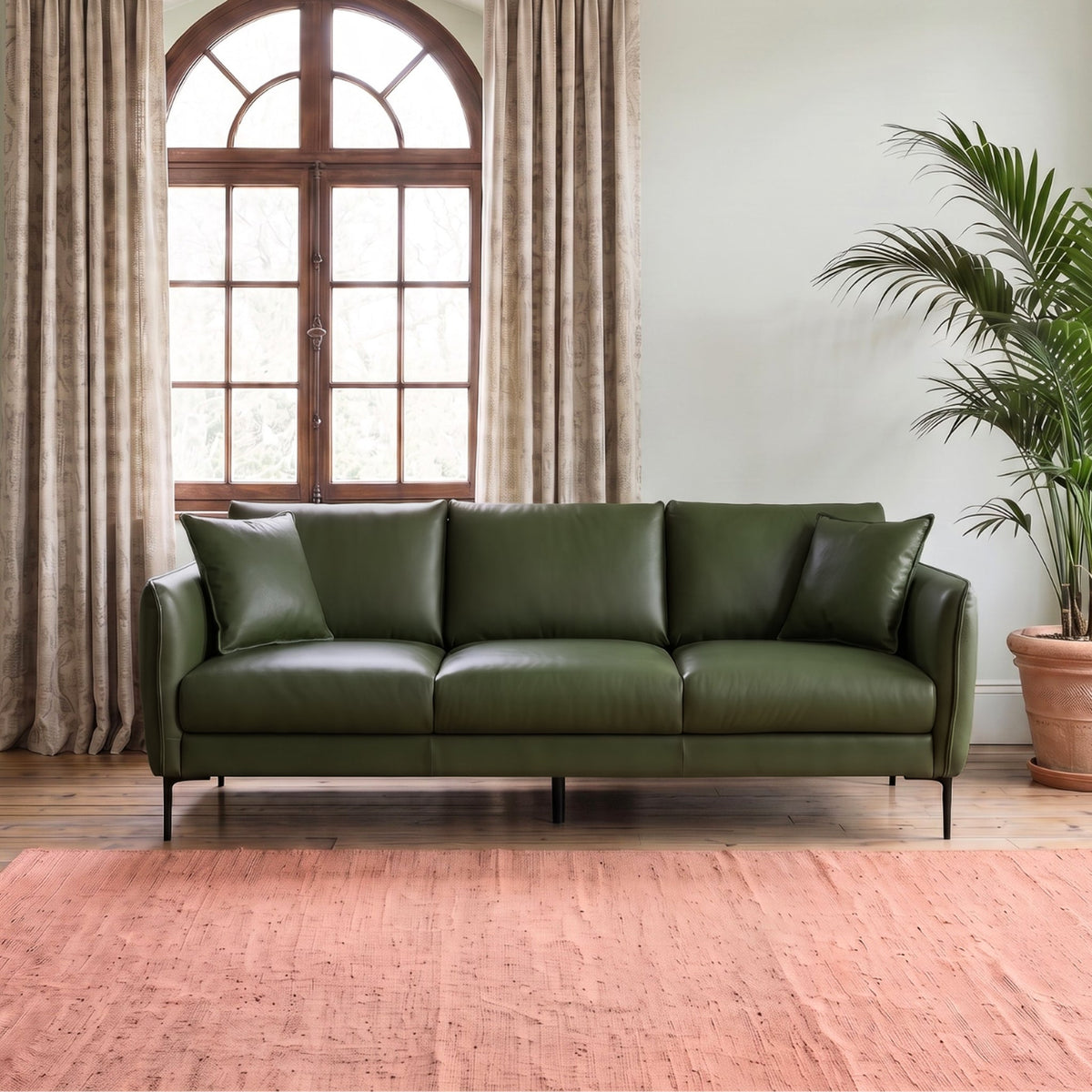 Cooperstown Green TOP GRAIN LEATHER Sofa