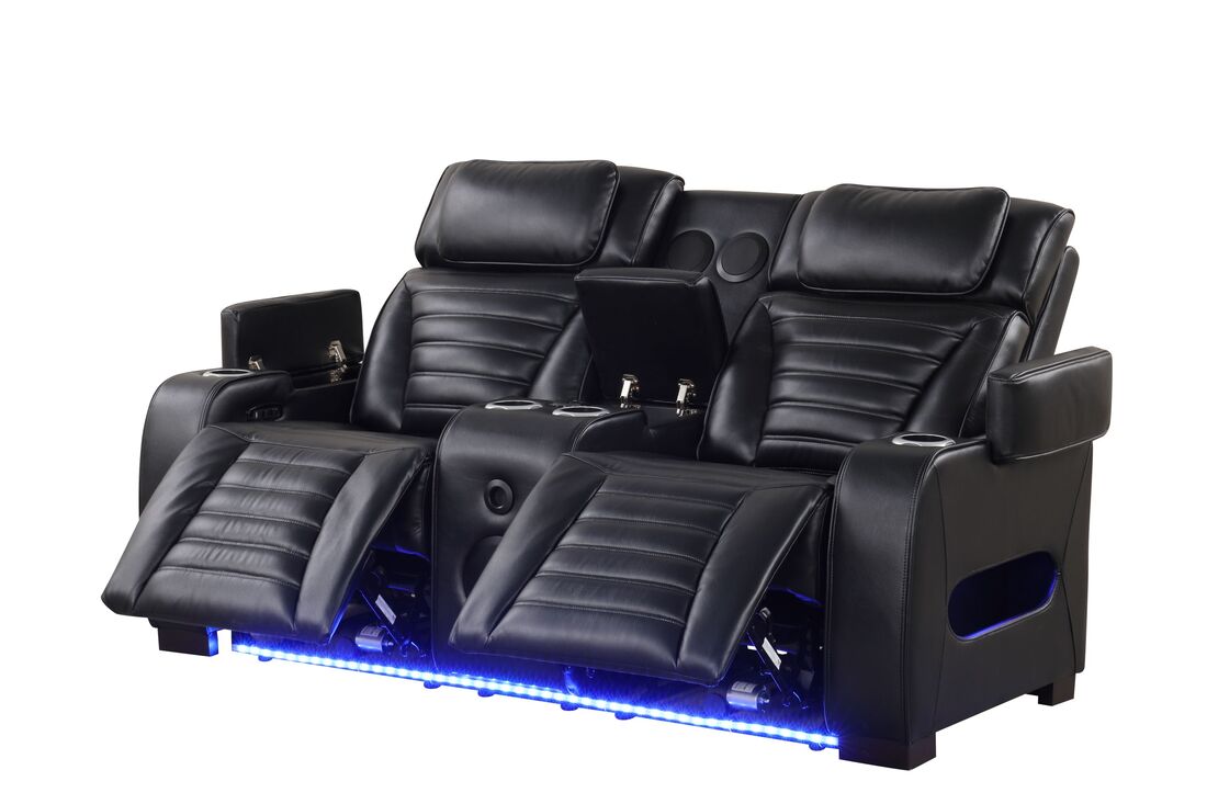 Tokyo Black  POWER/LED/BLUETOOTH SPEAKERS 3pc Reclining Set
