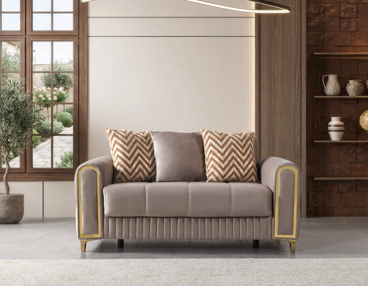 Sandra Coffee Velvet Sofa 88" & Loveseat 64"
