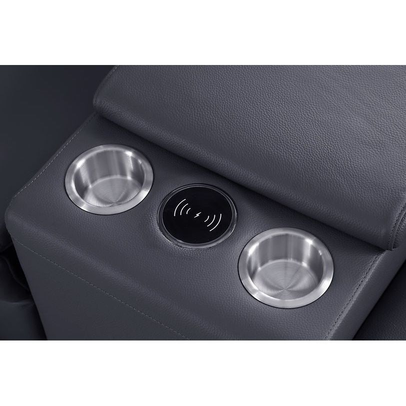 Picasso Dark Grey 3-POWER  Leather Match 7pc Sectional  MI631