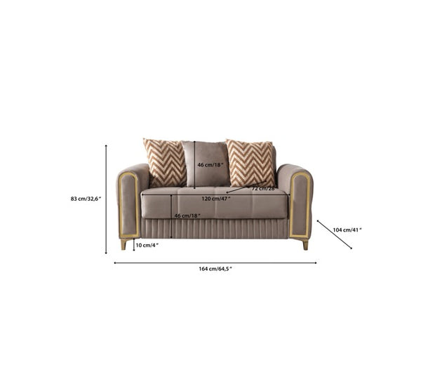 Sandra Coffee Velvet Sofa 88" & Loveseat 64"