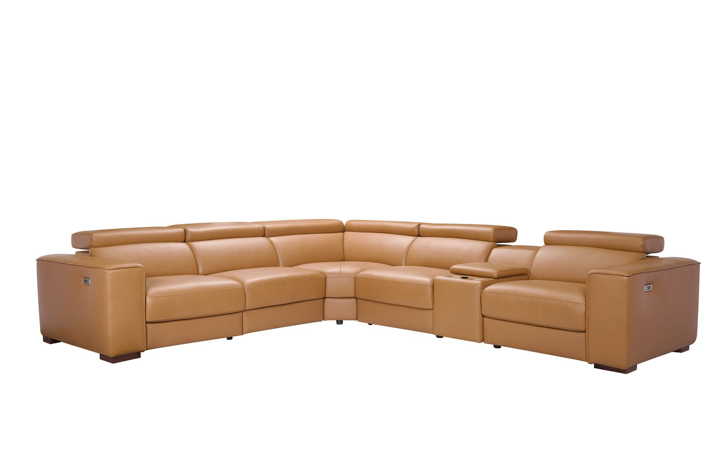 Picasso II Caramel 2-POWER Italian Leather 6pc Sectional  MI633