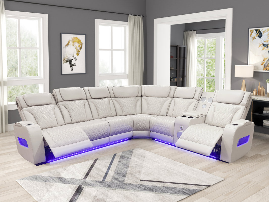Barcelona Sand POWER/LED/BLUETOOTH SPEAKERS Sectional