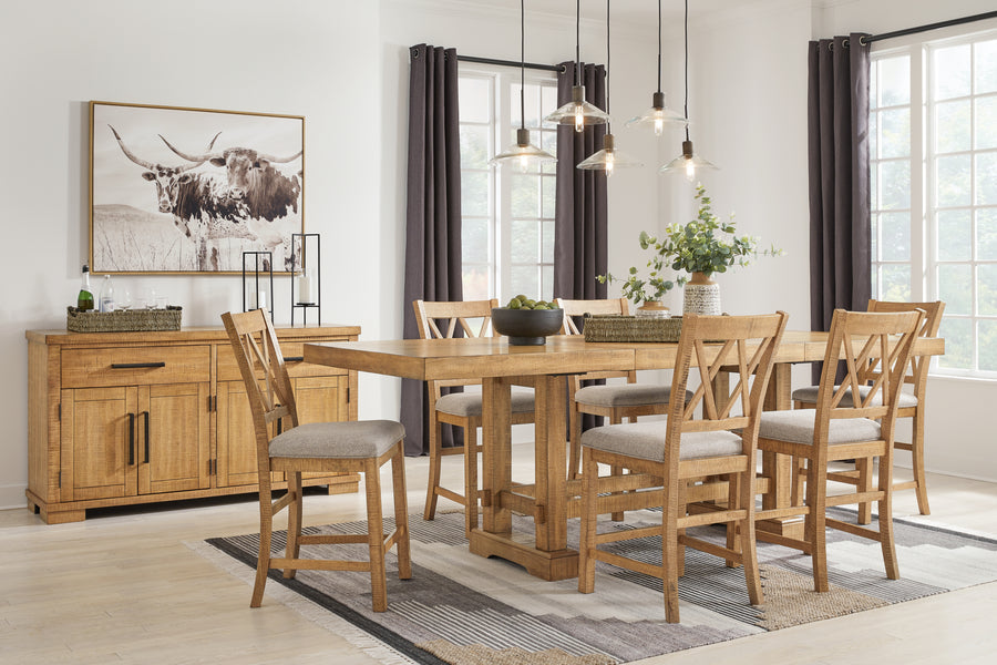 Havonplane Counter Height Dining Table and 6 Barstools in Brown D773