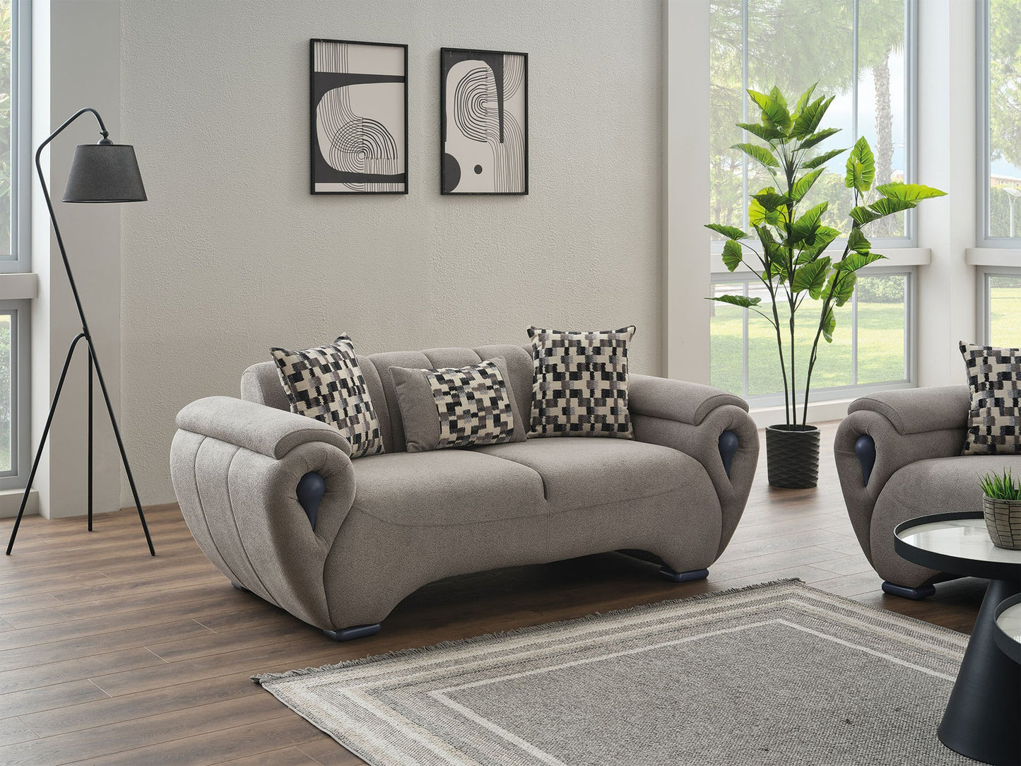 Damla 3-pieces (Sofa & Loveseat & Chair) Livingroom Set Cream
