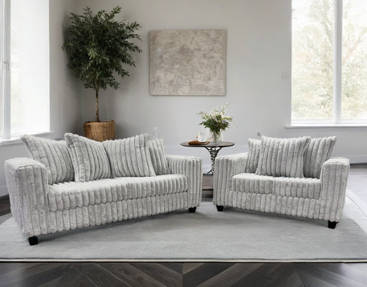 510 Grey Corduroy Fabric Sofa And Loveseat