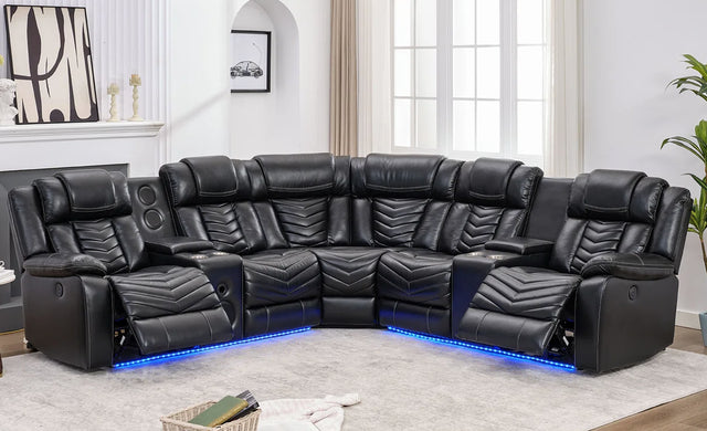 Ace26 Black LED/BLUETOOTH SPEAKERS Reclining Sectional