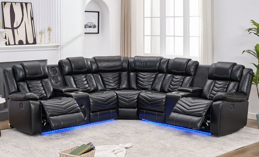 Ace26 Black LED/BLUETOOTH SPEAKERS Reclining Sectional