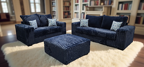 Texan Blue Corduroy OVERSIZED Living Room Set S320