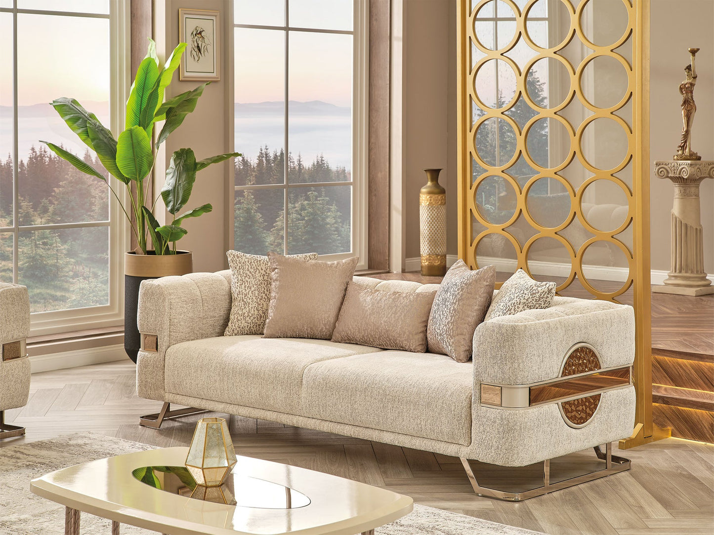 Nova 3-pieces (Sofa & Loveseat & Chair) Livingroom Set Cream