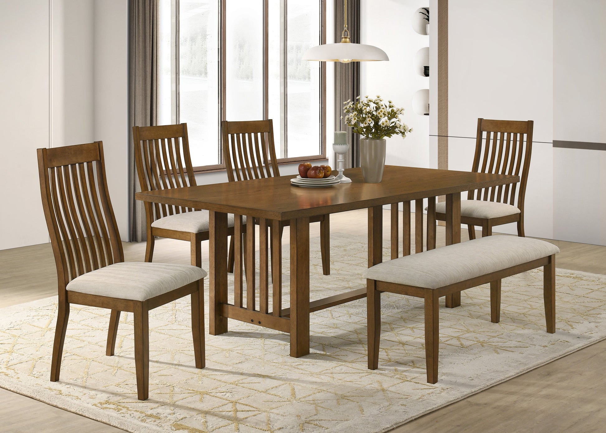 Glendale Beige/Brown Dining Set 2138 - Harwin Furniture
