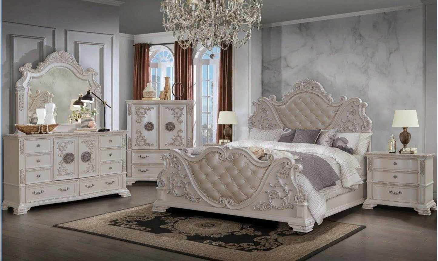 Santa Monica Pearl White Luxury Bedroom Set