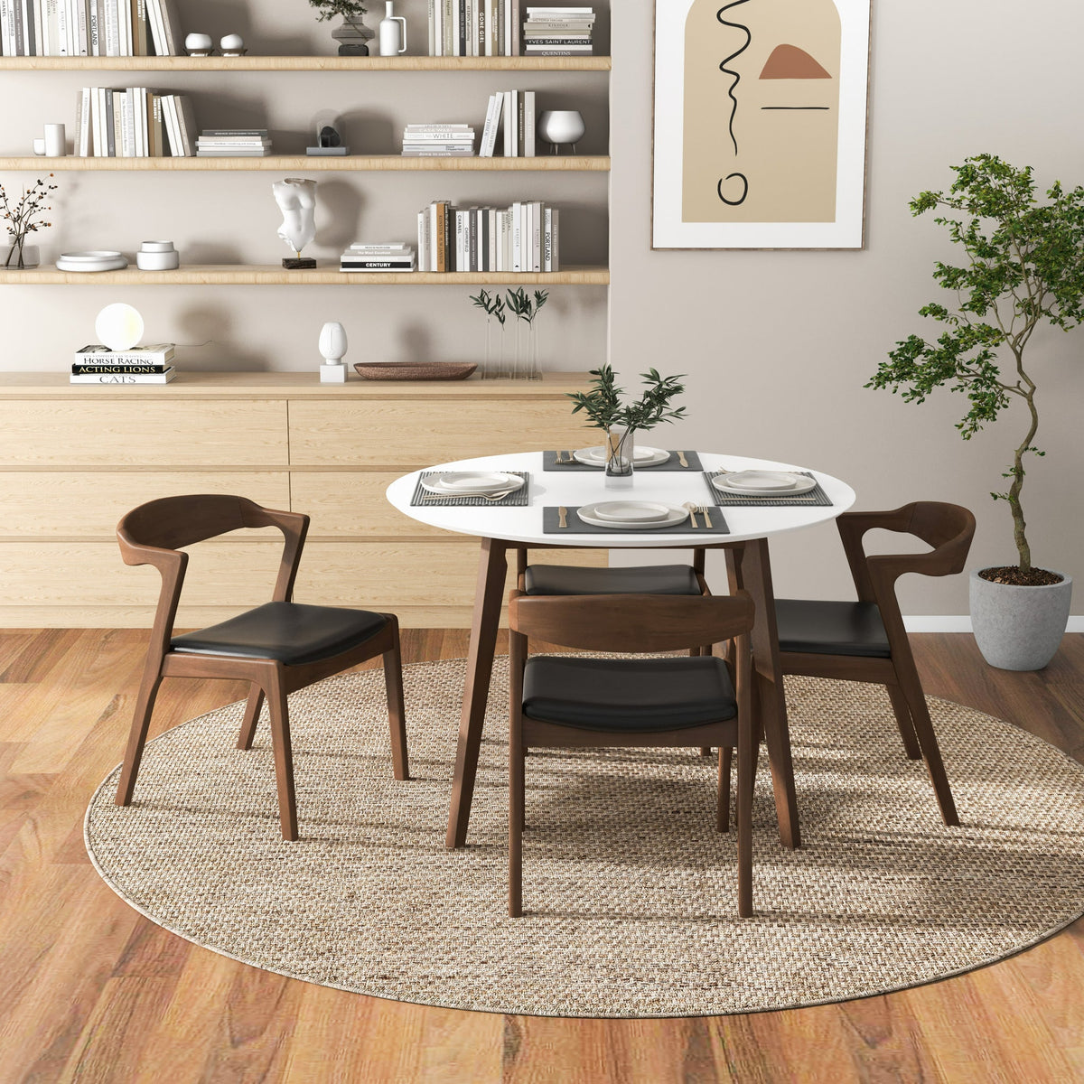 Dakota Solid Wood Black Velvet Dining Chair (Set Of 2)