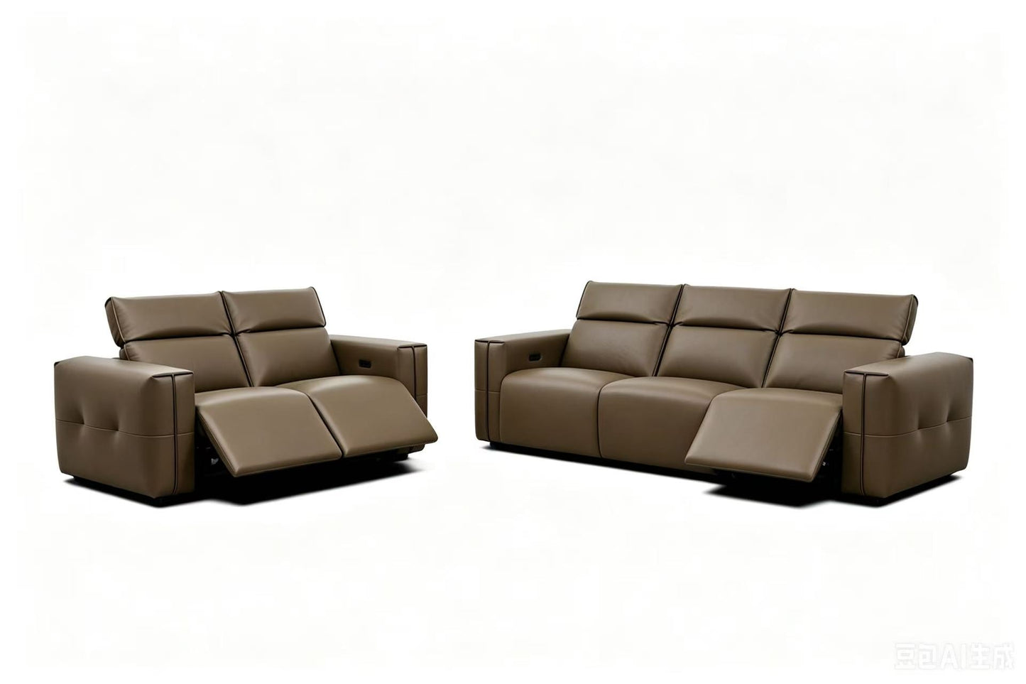 Ember Brown Italian Leather/Match POWER Reclining Sofa and Loveseat (3+2) MI-2500