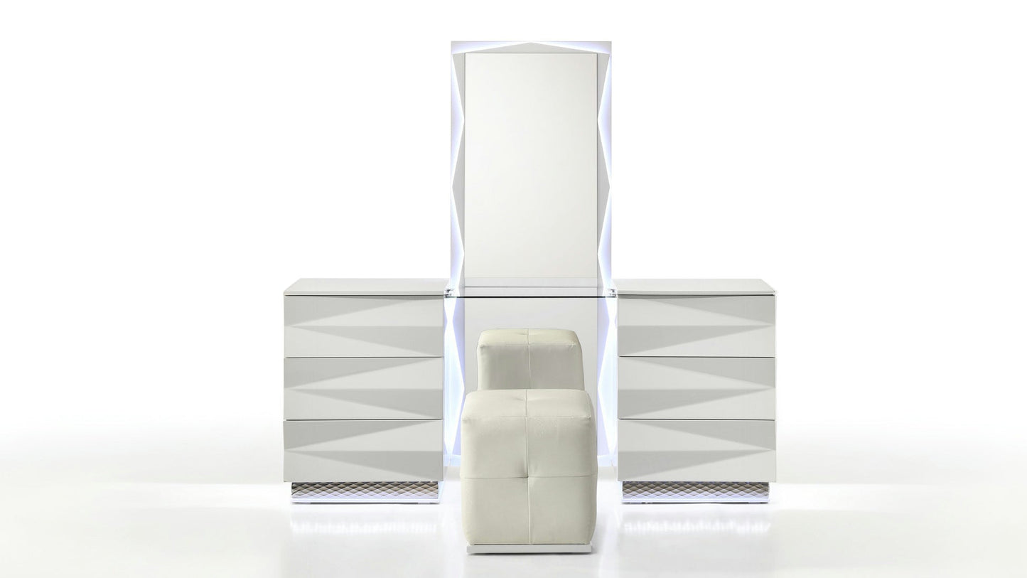 Serene White LED Vanity Set with Stool B35