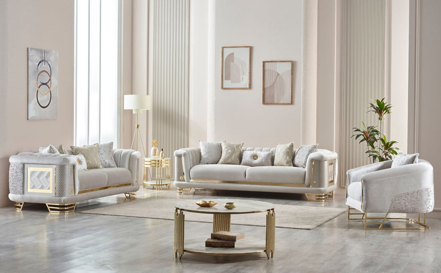 Romans 3-pieces (Sofa & Loveseat & Chair) Livingroom Set Cream
