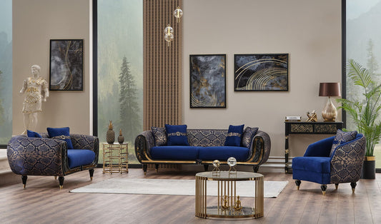 Lima 3-pieces (Sofa & Loveseat & Chair) Livingroom Set Blue
