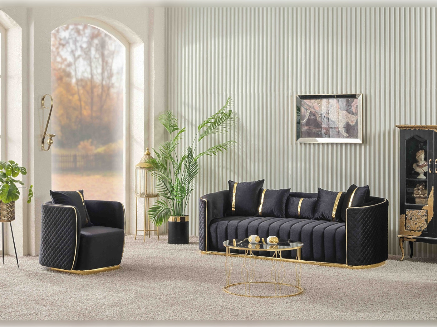 Ceko 3-pieces (Sofa & Loveseat & Chair) Livingroom Set Black