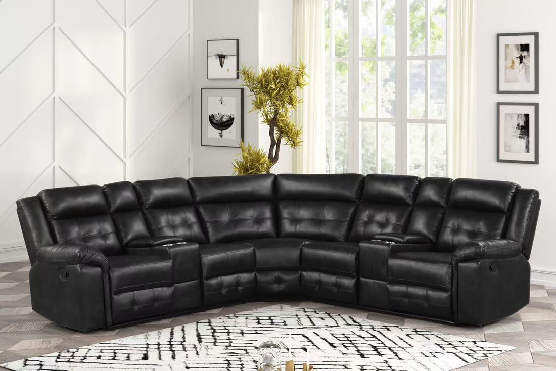 Jacob2 Black Reclining Sectional - Harwin Furniture