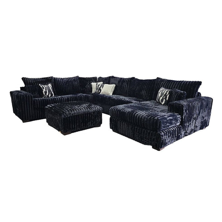 Texan Black Thick Soft Corduroy OVERSIZED  4pc Sectional S320