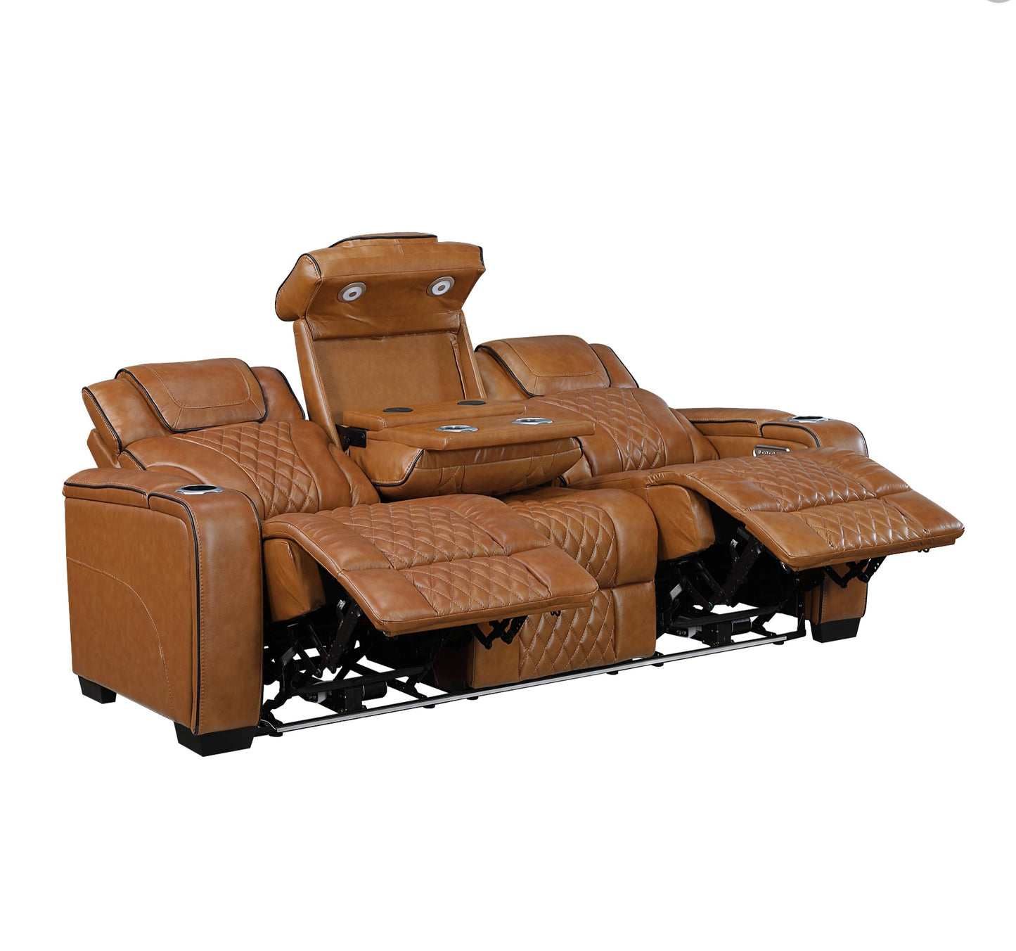 Apex TOP GRAIN LEATHER/POWER/LED/MASSAGE Reclining Set 8449