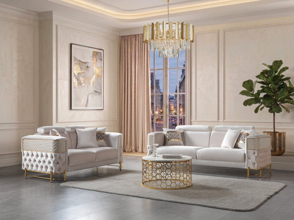 Fabiana Ivory Luxury Living Room Set