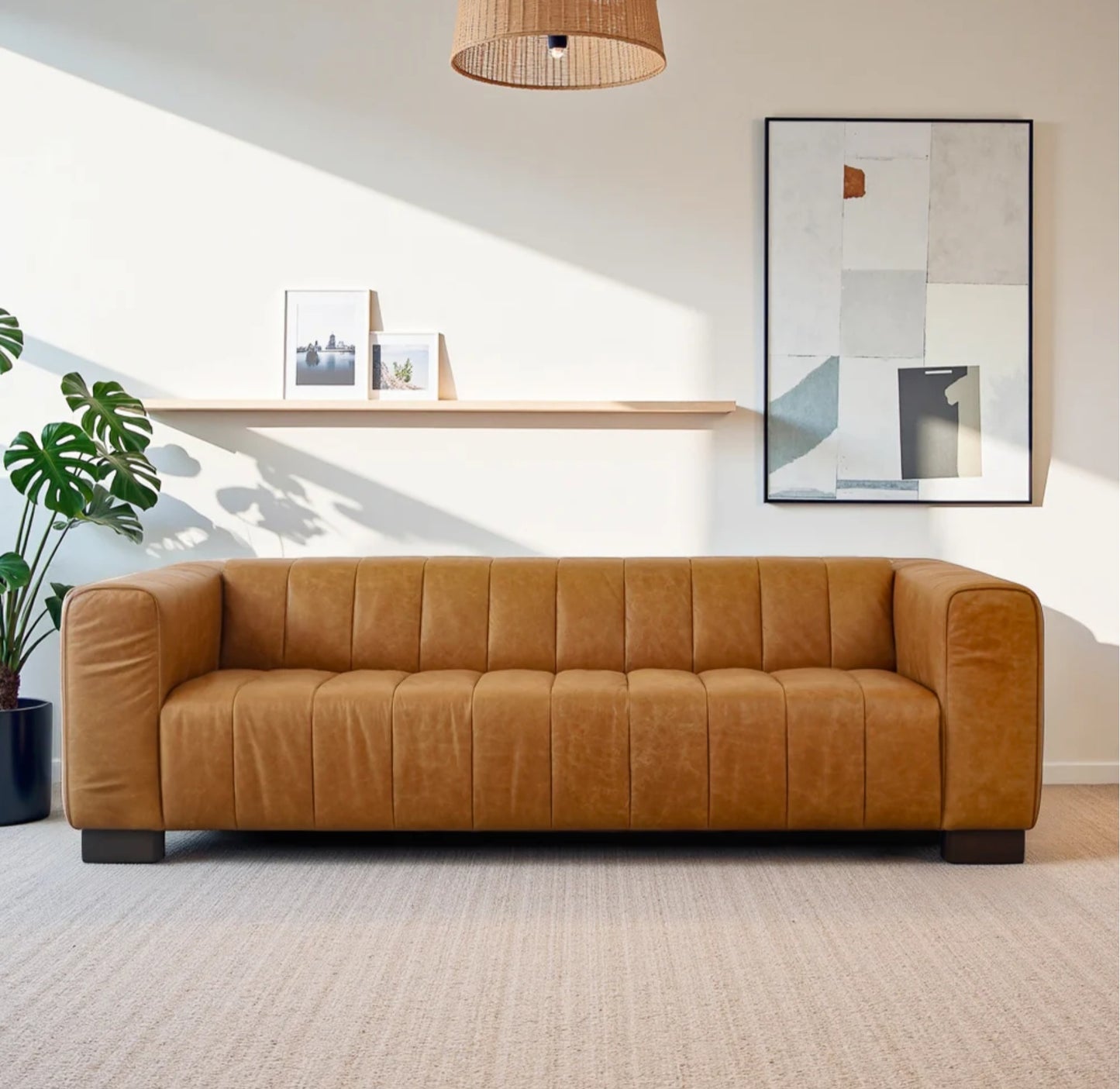 Dixon Waxy Tan Genuine Leather Sofa