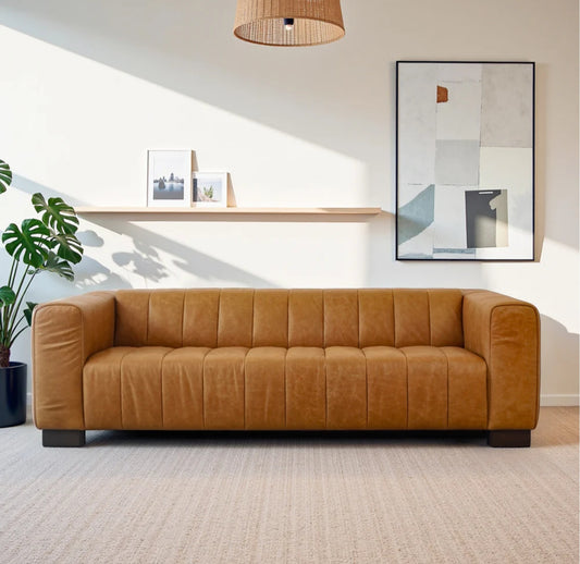 Dixon Waxy Tan Genuine Leather Sofa