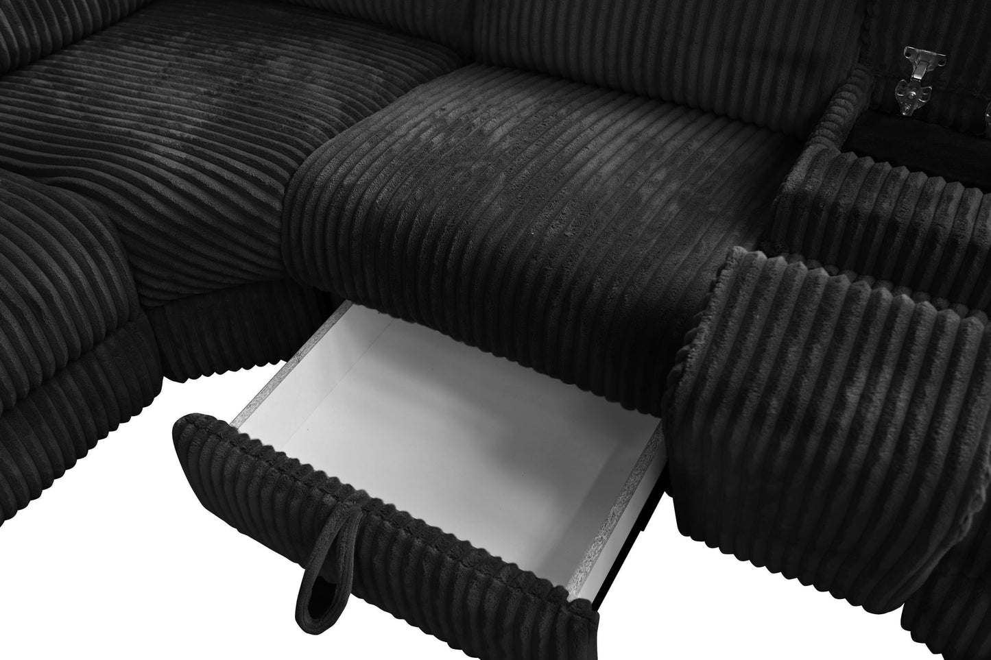 Yash Black Corduroy POWER Reclining Sectional S7033