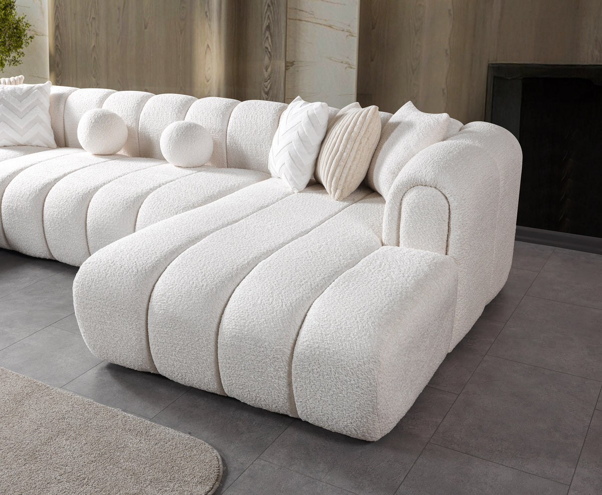 Lis Ivory Boucle Double Chaise 147" Sectional