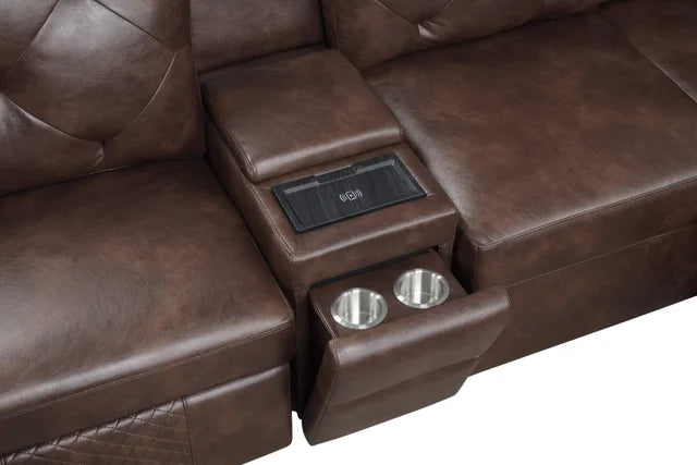 Winston Brown POWER Reclining Sectional (Pull-Out Bed)